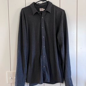 Mens Faherty long sleeve heathered gray button down